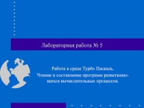 Работа в среде Турбо Паскаль. Чтение и составление программ разветвляю- щихся вычислительных процессов