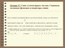 Спин элементарных частиц 