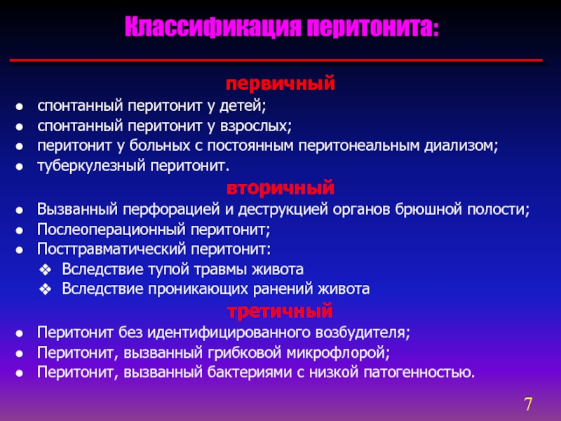 Достоверный признак перитонита. Классификация перитонита. Классификация перитонита у детей. Первичный перитонит классификация. Спонтанный перитонит у детей.