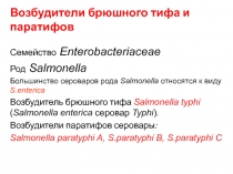 Возбудители брюшного тифа и паратифов 