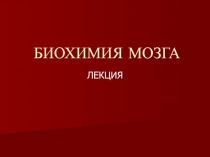 БИОХИМИЯ МОЗГА 