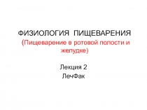 Пищеварение в ротовой полости и желудке