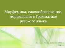 Морфемика, словообразование, морфология в Грамматике русского языка  