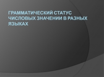 Грамматический статус числовых значений в разных языках