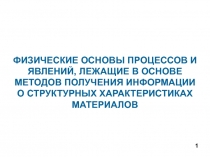 ФИЗИЧЕСКИЕ ОСНОВЫ ПРОЦЕССОВ И ЯВЛЕНИЙ, ЛЕЖАЩИЕ В ОСНОВЕ МЕТОДОВ ПОЛУЧЕНИЯ ИНФОРМАЦИИ О СТРУКТУРНЫХ ХАРАКТЕРИСТИКАХ МАТЕРИАЛОВ