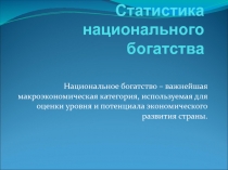 Статистика национального богатства