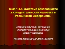 Основы организации безопасности в Российской Федерации