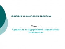 Сущность и содержание социального управления