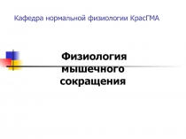 Механизмы мышечного сокращения 