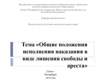 Общие положения исполнения наказания 