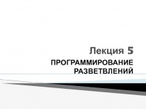  Программирование разветвлений 