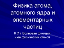 Волновая функция и ее физический смысл