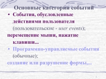 Основные категории событий 
