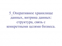 Оперативное хранилище данных, витрина данных: структура, связь с конкретными целями бизнеса.