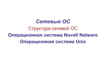 Сетевые ОС Структура сетевой ОС 