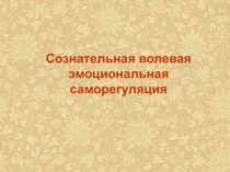 Сознательная волевая эмоциональная саморегуляция
