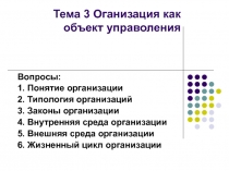 Организация как объект управления
