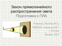 Закон прямолинейного распространения света