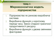 Мікроекономічна модель підприємства