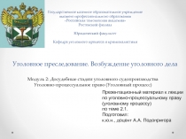 Уголовное преследование. Возбуждение уголовного дела