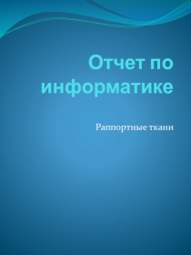 Отчет по информатике Раппортные ткани