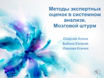 Методы экспертных оценок в системном анализе Мозговой штурм 