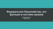 Федеральное Казначейство, его функции в системе заказов