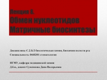 Обмен нуклеотидов Матричные биосинтезы 