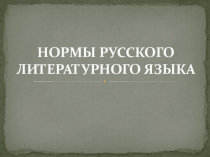 Нормы литературного языка