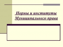  Нормы и институты Муниципального права