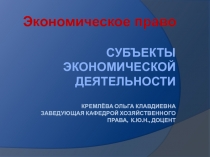 Субъекты экономической деятельности