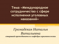 Международное сотрудничество с сфере исполнения уголовных наказаний