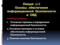  Основы обеспечения информационной безопасности в ОВД