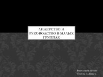 Лидерство и руководство в малых группах 