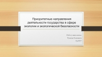Приоритетные направления деятельности государства в сфере экологии 