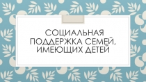 Социальная поддержка семей, имеющих детей 