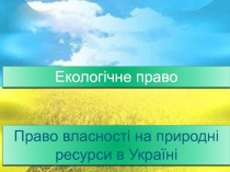 Поняття, зміст та форми права власності на природні ресурси.