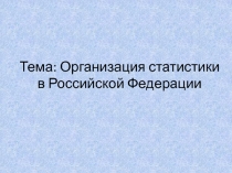 Организация статистики в Российской Федерации