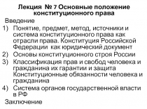  Основные положение конституционного права 
