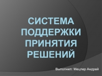 Системы поддержки принятия решений