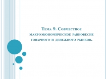 Совместное макроэкономическое равновесие товарного и денежного рынков