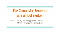 The Composite Sentence as a unit of syntax 