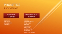 PHONETICS and other sciences 