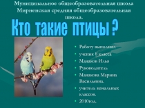 Кто такие птицы ?