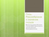 Плод. Разнообразие и значение плодов