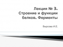 Строение и функции белков. Ферменты