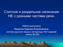 Слитное и раздельное написание НЕ с разными частями речи