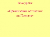 Организация ветвлений на Паскале