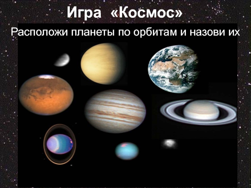 Игра «Космос»Расположи планеты по орбитам и назови их