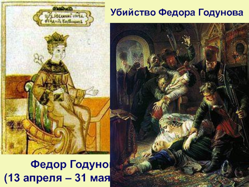 Федор Годунов  (13 апреля – 31 мая 1605) Убийство Федора Годунова